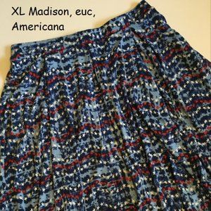 XL Lularoe Madison full skirt, Americana, red white blue stars